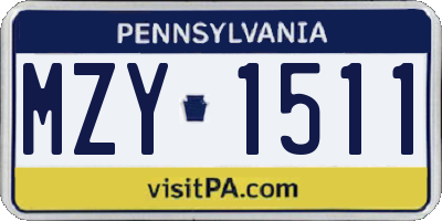 PA license plate MZY1511