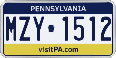 PA license plate MZY1512