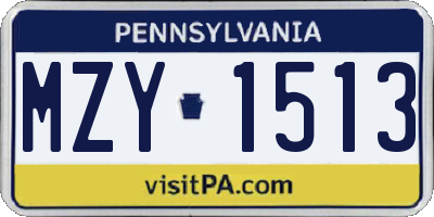 PA license plate MZY1513