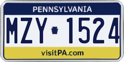 PA license plate MZY1524