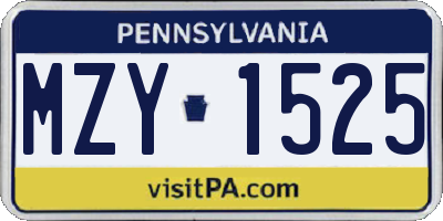 PA license plate MZY1525