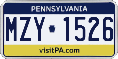 PA license plate MZY1526