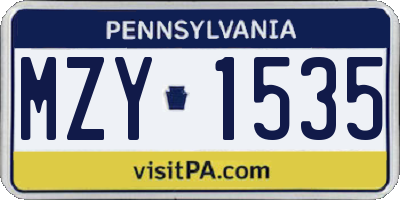 PA license plate MZY1535