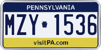 PA license plate MZY1536