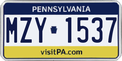 PA license plate MZY1537