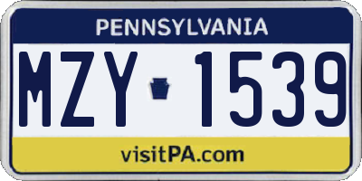 PA license plate MZY1539
