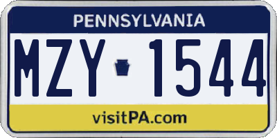 PA license plate MZY1544