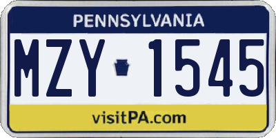 PA license plate MZY1545