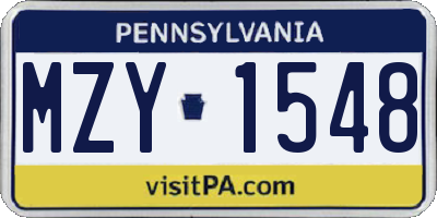 PA license plate MZY1548