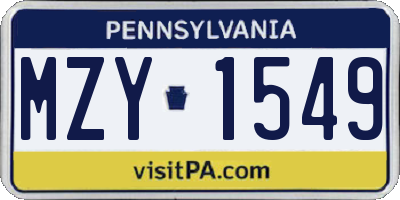 PA license plate MZY1549