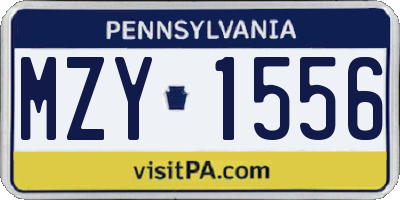 PA license plate MZY1556