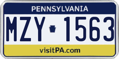 PA license plate MZY1563