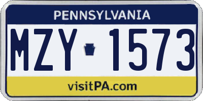 PA license plate MZY1573
