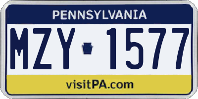 PA license plate MZY1577