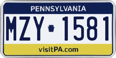 PA license plate MZY1581