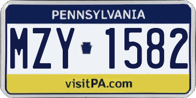 PA license plate MZY1582