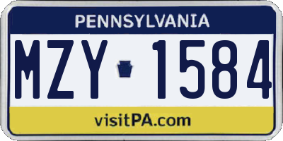 PA license plate MZY1584