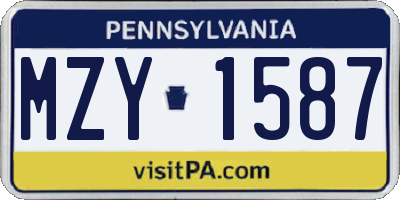 PA license plate MZY1587