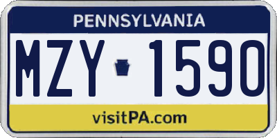 PA license plate MZY1590