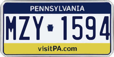 PA license plate MZY1594