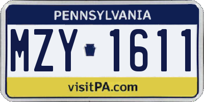 PA license plate MZY1611