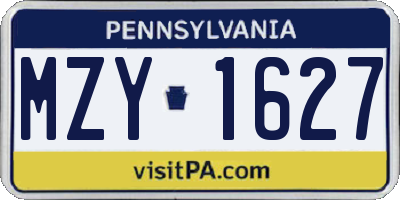 PA license plate MZY1627