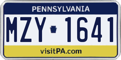 PA license plate MZY1641