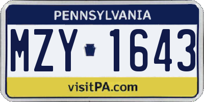 PA license plate MZY1643