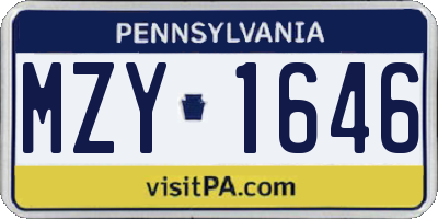 PA license plate MZY1646
