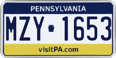 PA license plate MZY1653