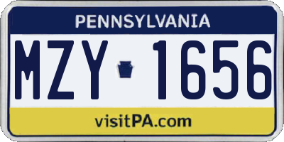 PA license plate MZY1656