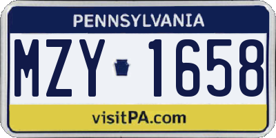 PA license plate MZY1658