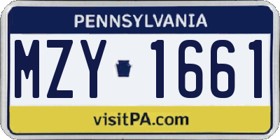 PA license plate MZY1661