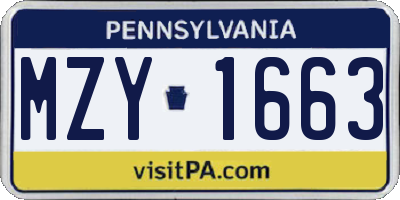 PA license plate MZY1663