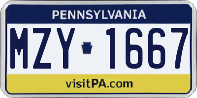PA license plate MZY1667