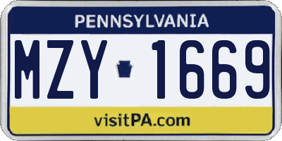 PA license plate MZY1669