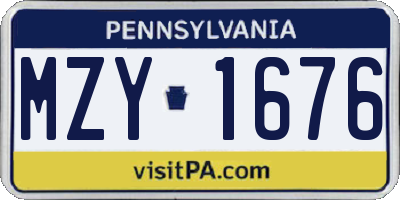 PA license plate MZY1676