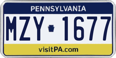 PA license plate MZY1677