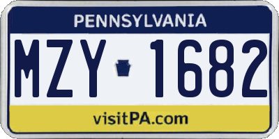 PA license plate MZY1682