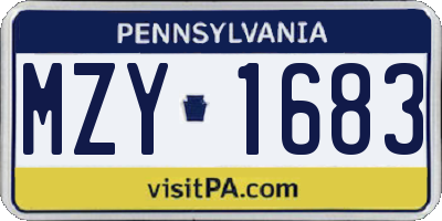 PA license plate MZY1683