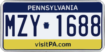 PA license plate MZY1688