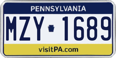 PA license plate MZY1689