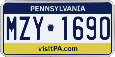 PA license plate MZY1690