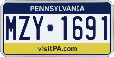 PA license plate MZY1691