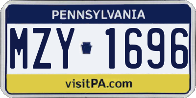 PA license plate MZY1696