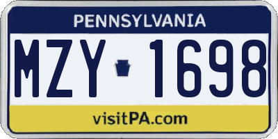 PA license plate MZY1698