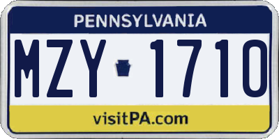 PA license plate MZY1710