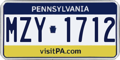 PA license plate MZY1712