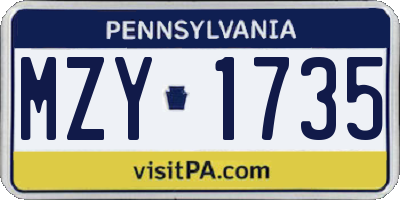 PA license plate MZY1735