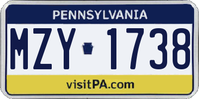 PA license plate MZY1738
